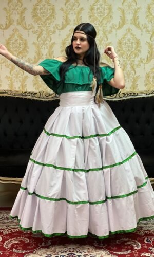 Blusa Babado Oxfor Verde 617