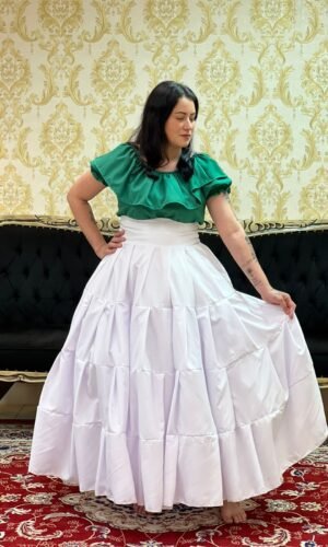 Blusa Babado Oxfor Verde 617