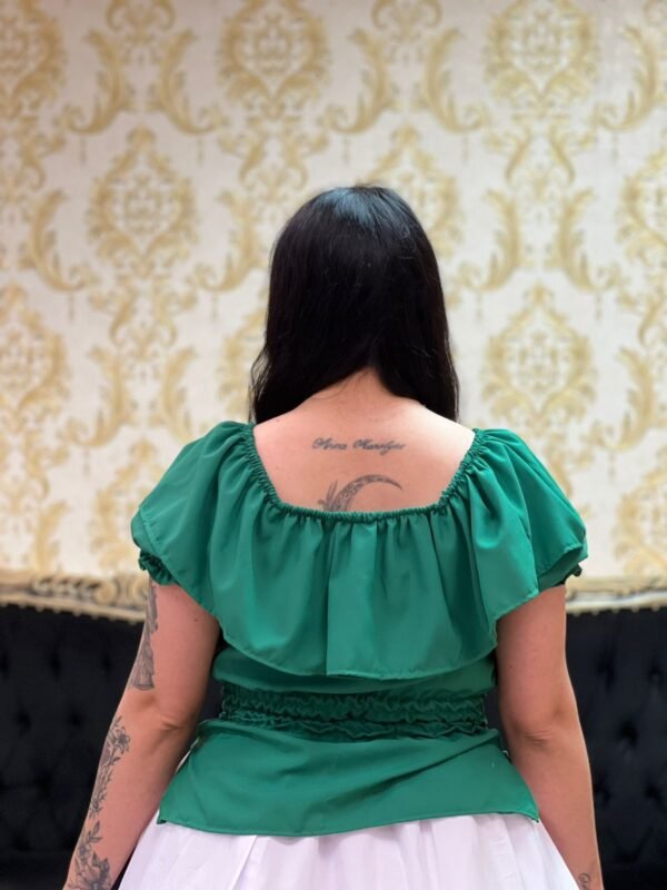 Blusa Babado Oxfor Verde 617 - Imagem 3