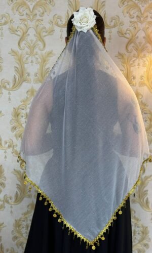 Lenço Brilho Moedas Branco 038