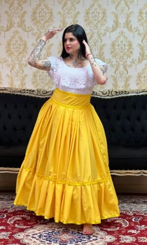 Saia 1 Babado Longa Amarela 325