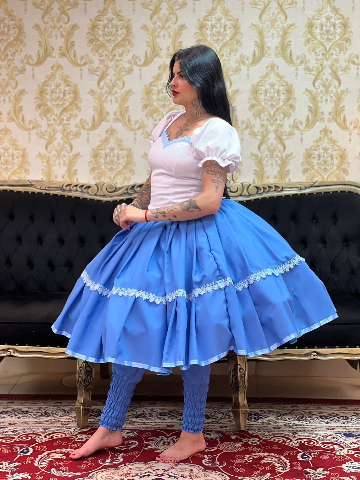 Corpete Piquet Branco/Azul 009