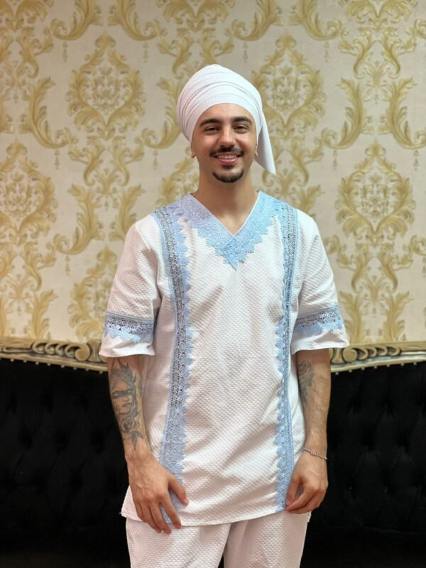Conjunto Piquet Branco/Azul 032 - Imagem 2