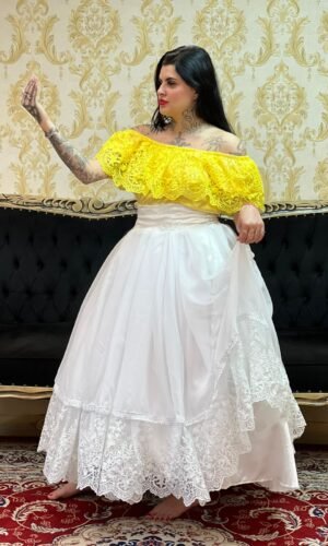 Saia 1 babado Voal/Tule Branco 096