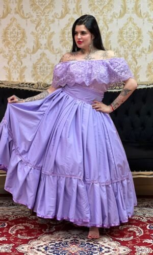 Saia 1 Babado Longa Lilas 506