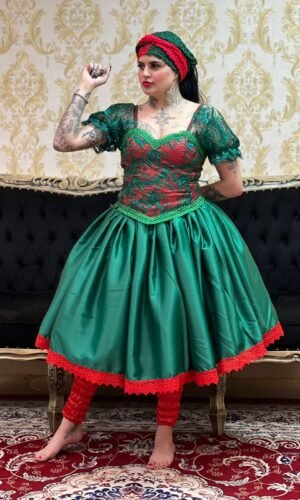 Saia Prada Verde/Vermelho 623