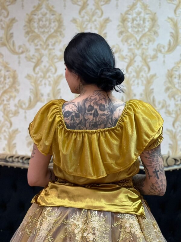 Blusa Babado Brilho Dourado 302 - Imagem 4