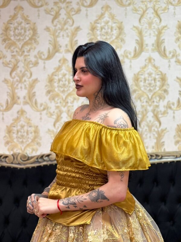 Blusa Babado Brilho Dourado 302 - Imagem 3