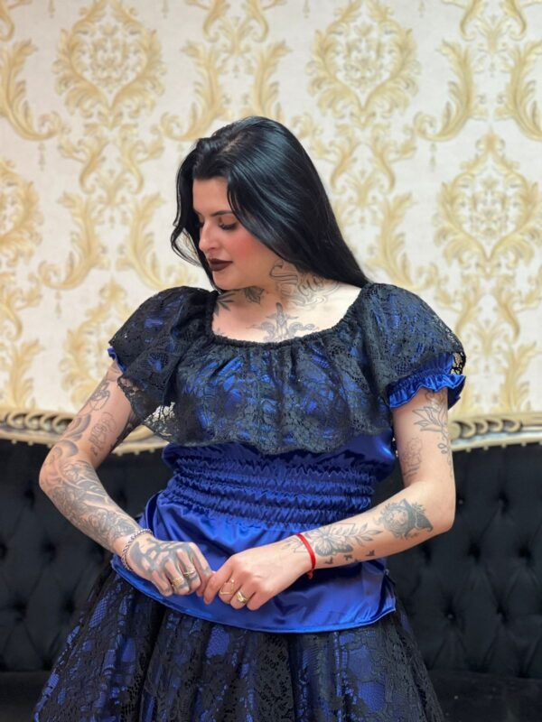 Blusa Babado Renda Azulão/Pto 437 - Imagem 2