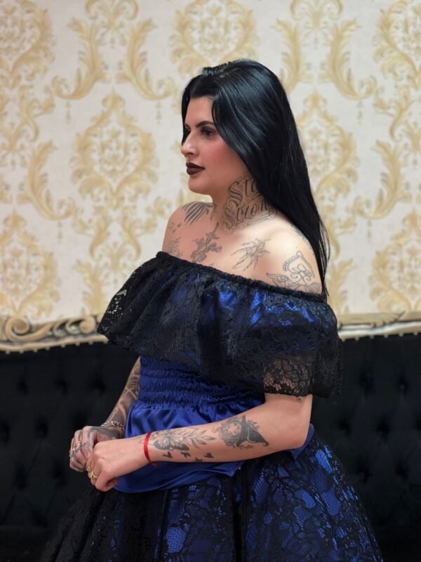 Blusa Babado Renda Azulão/Pto 437 - Imagem 3