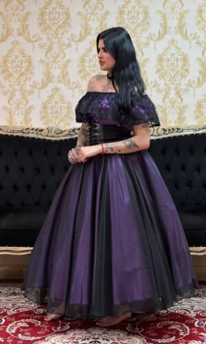 Blusa Babado Renda Roxo/Pto 553