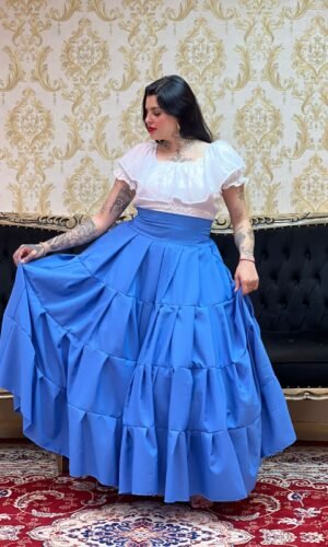 Saia Gomos Oxfor Longa Azul 432