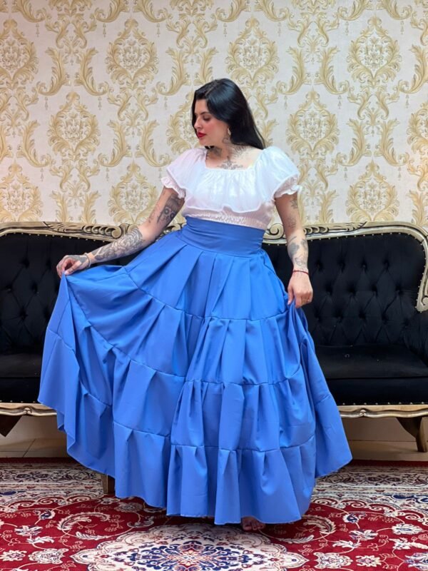 Saia Gomos Oxfor Longa Azul 432