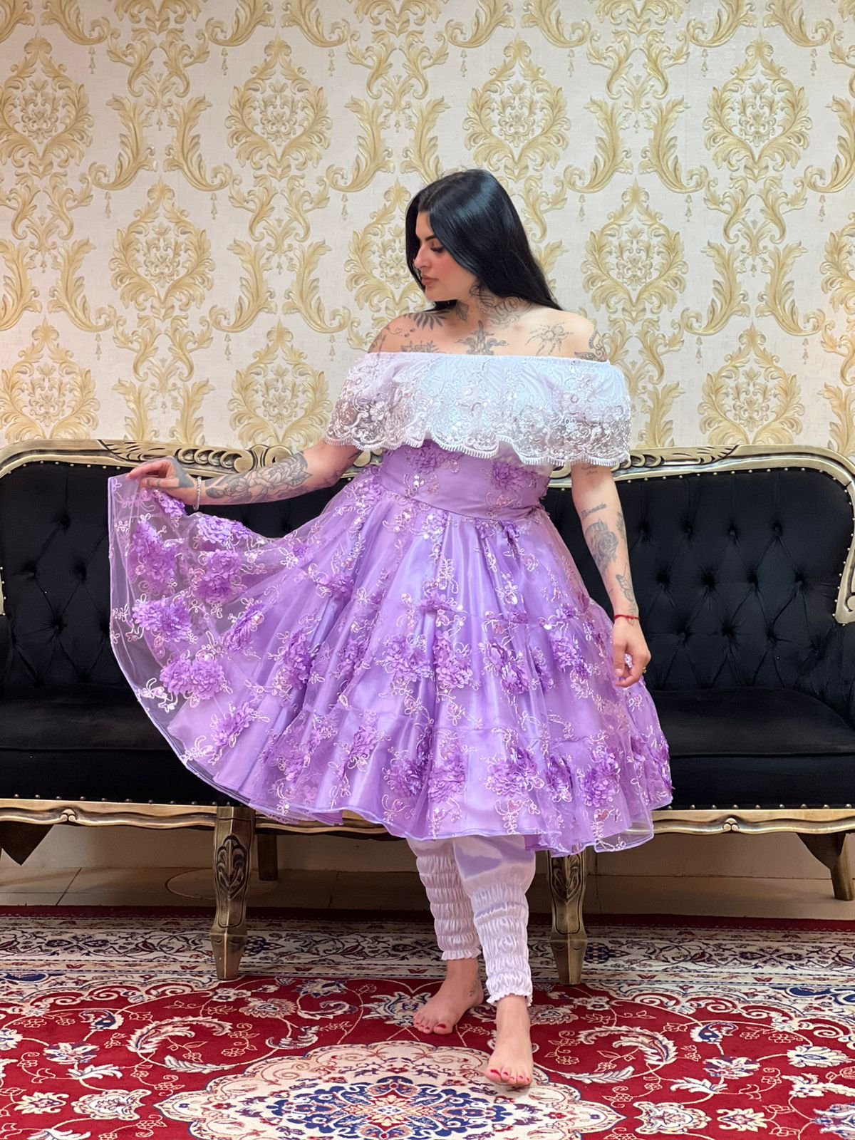 Saia Glamour Curta Lilas 519