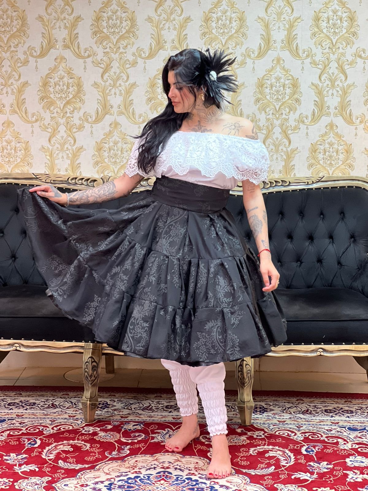 Saia Glamour Curta Preta 2236