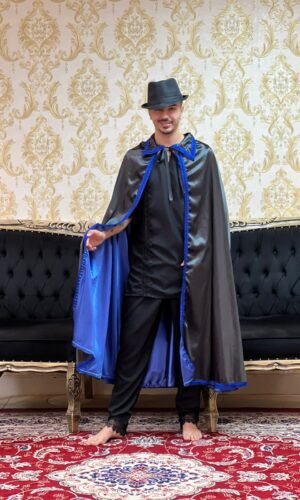 Capa Dupla Cetim Preto/Azul