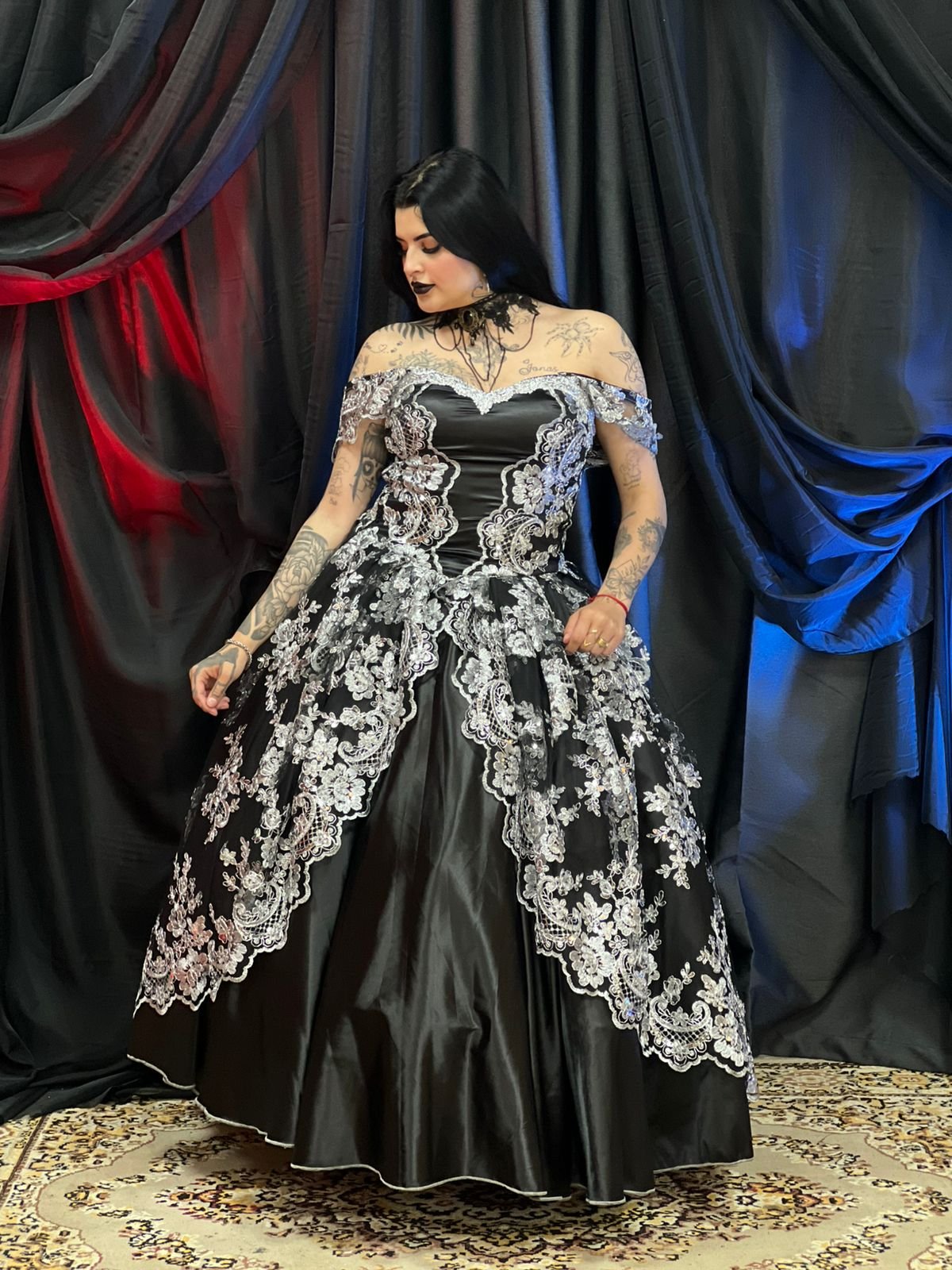 Vestido Encantos Preto/Prata 220
