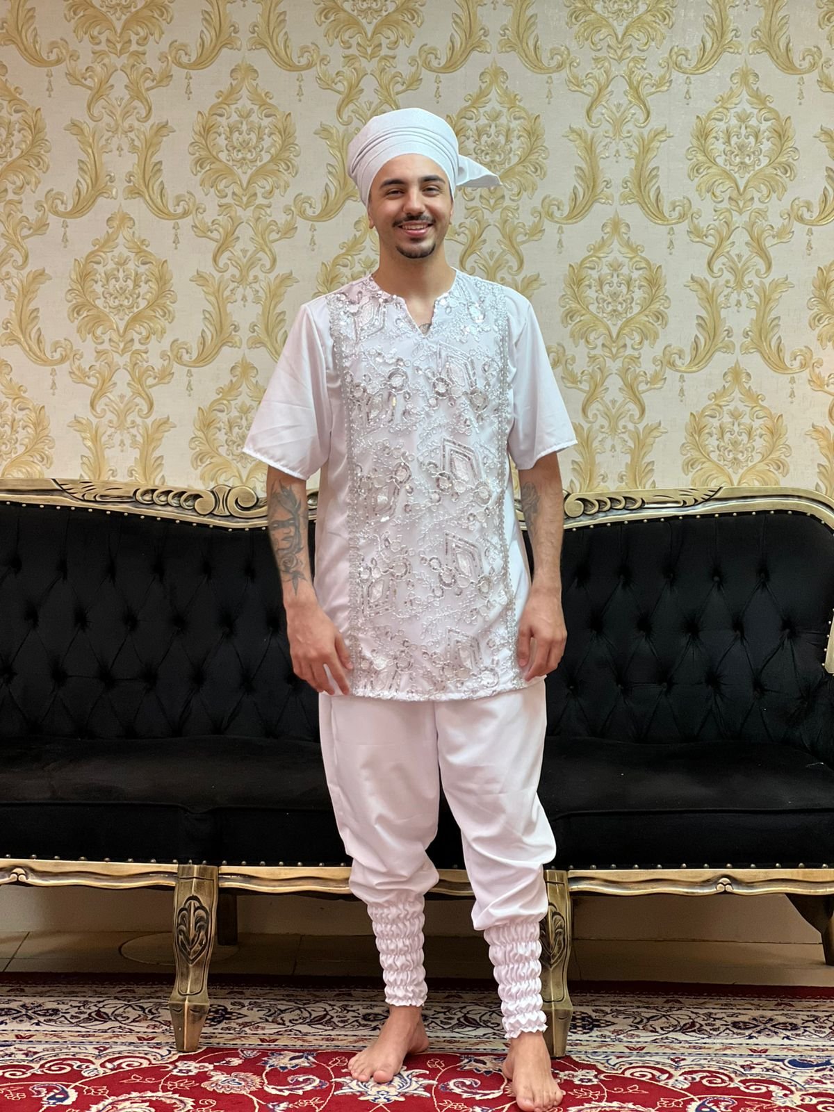 Kafta Bordada Branca/Prata 063