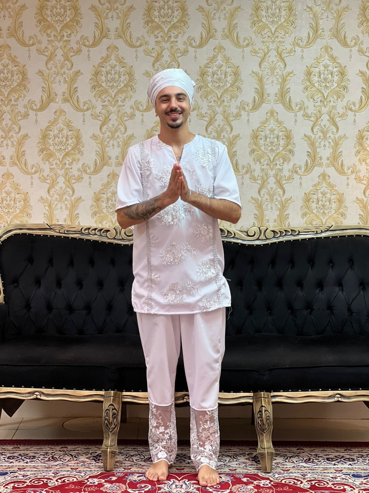 Kafta Bordada Branca/Prata 063