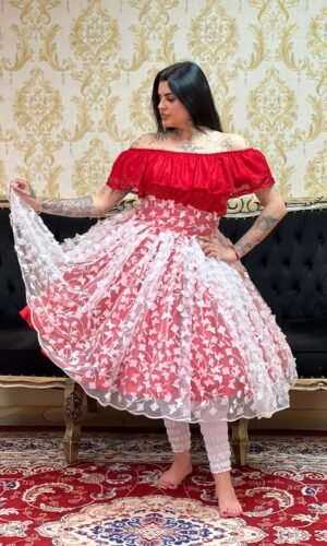 Saia Borboleta Curta Verm/Bco 151