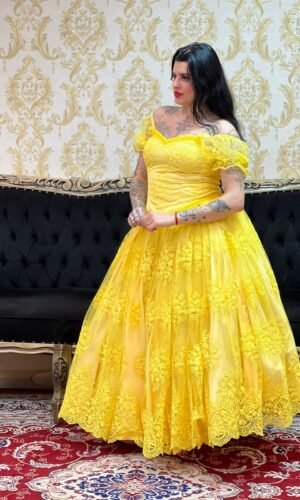 Saia Bordada Longa Amarelo 306