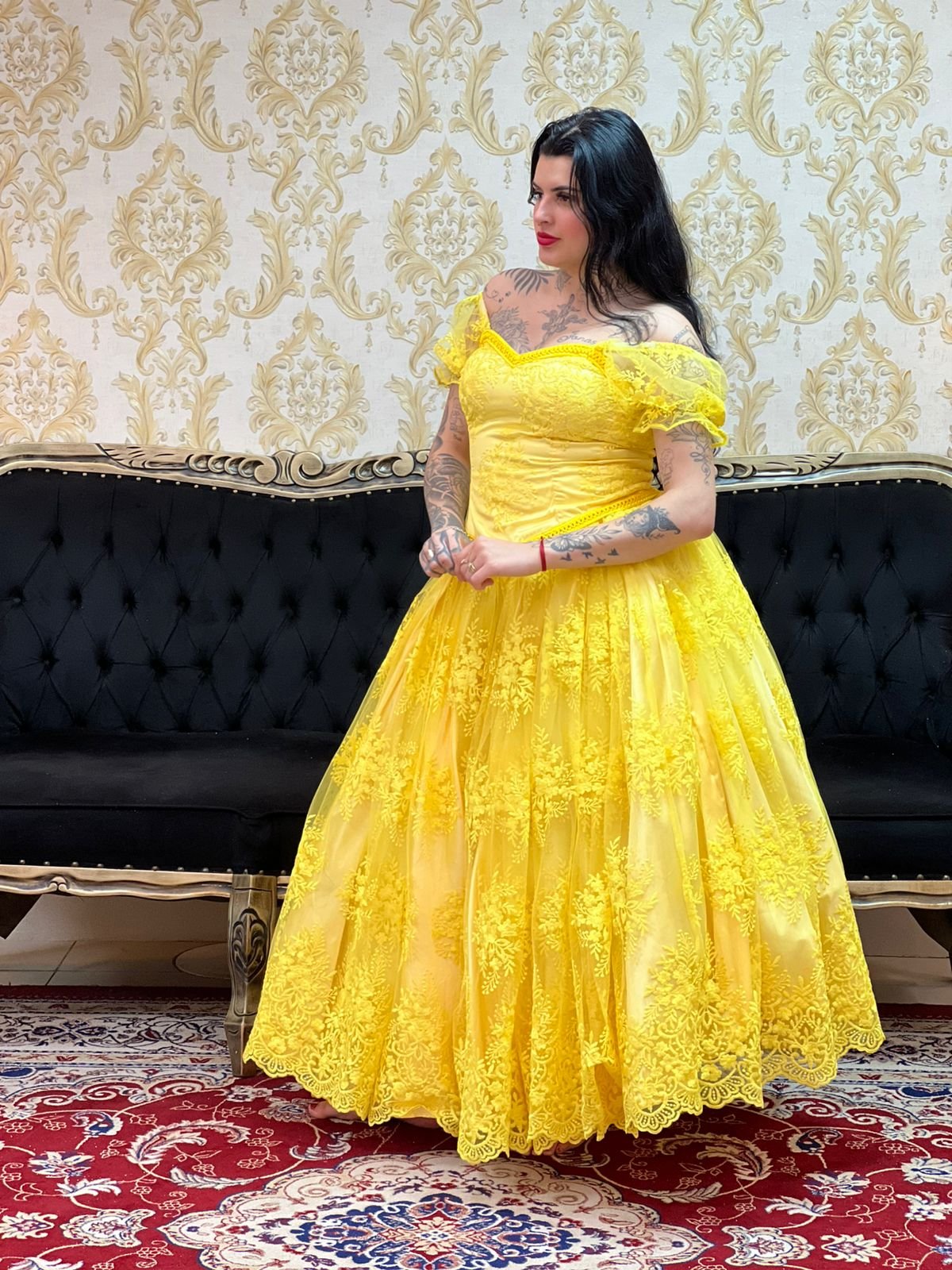 Saia Bordada Longa Amarelo 306