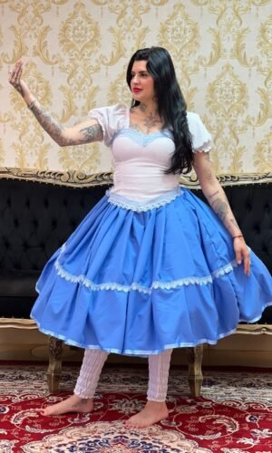 Saia 1 Babado Curta Azul 411