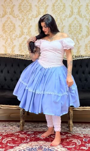 Saia 1 Babado Curta Azul 411