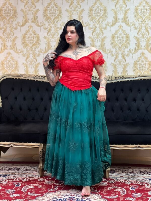 Saia Bordada Longa Verde 636 - Imagem 2