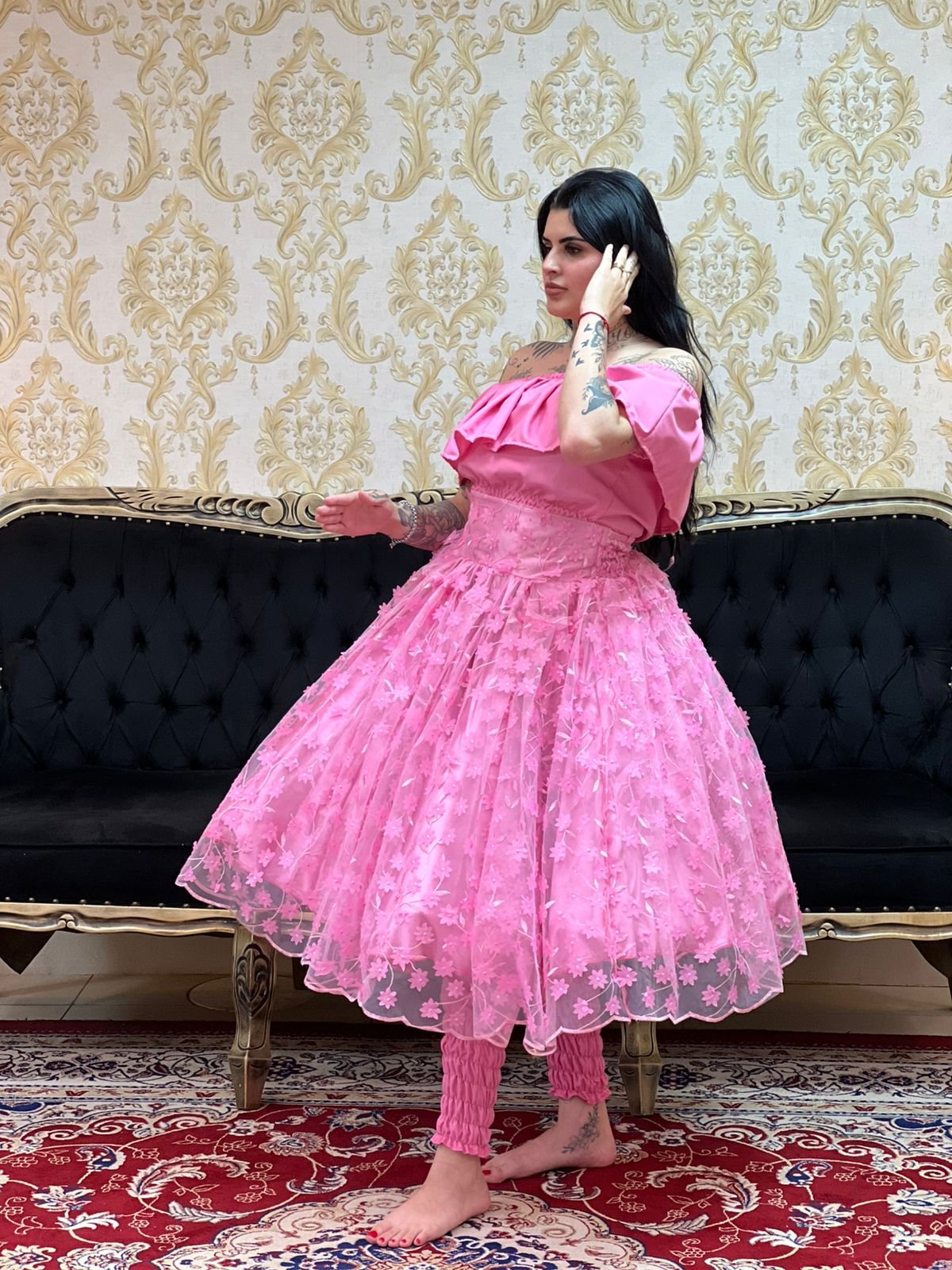 Saia Flor Curta Rosa 729