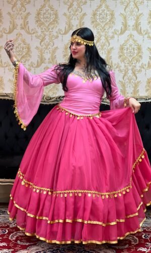 Saia 2 Babados Voal Rosa Pink/Dou 754