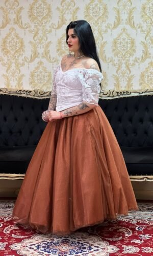 Saia Brilho Longa Marrom 912