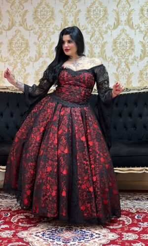 Saia Renda Longa Preto/Verm 2103