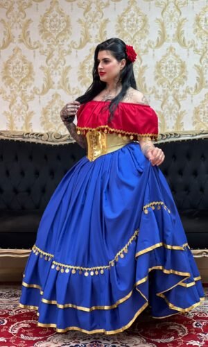 Saia 2 Babados Oxfor Azulão/Dou 8402