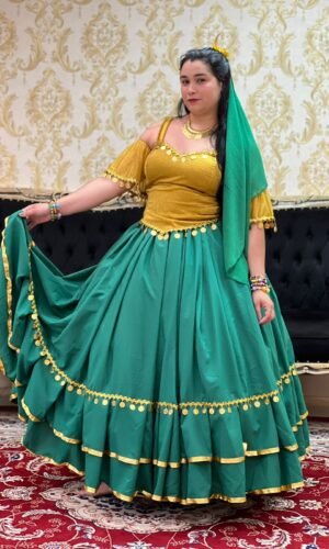 Saia 2 Babados Oxfor Verde/Dou 8605