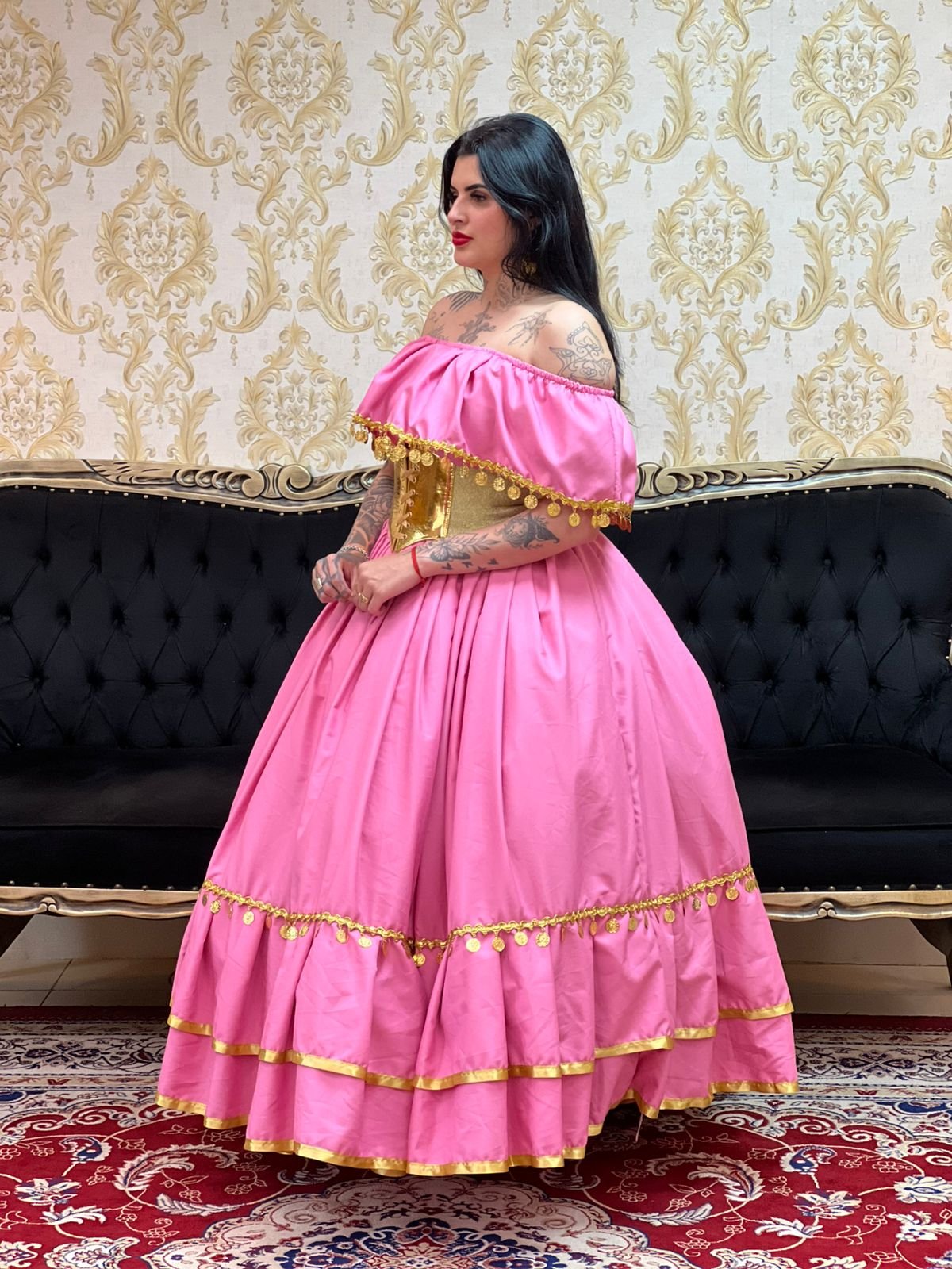 Saia 2 Babados Oxfor Rosa/Dou 8705