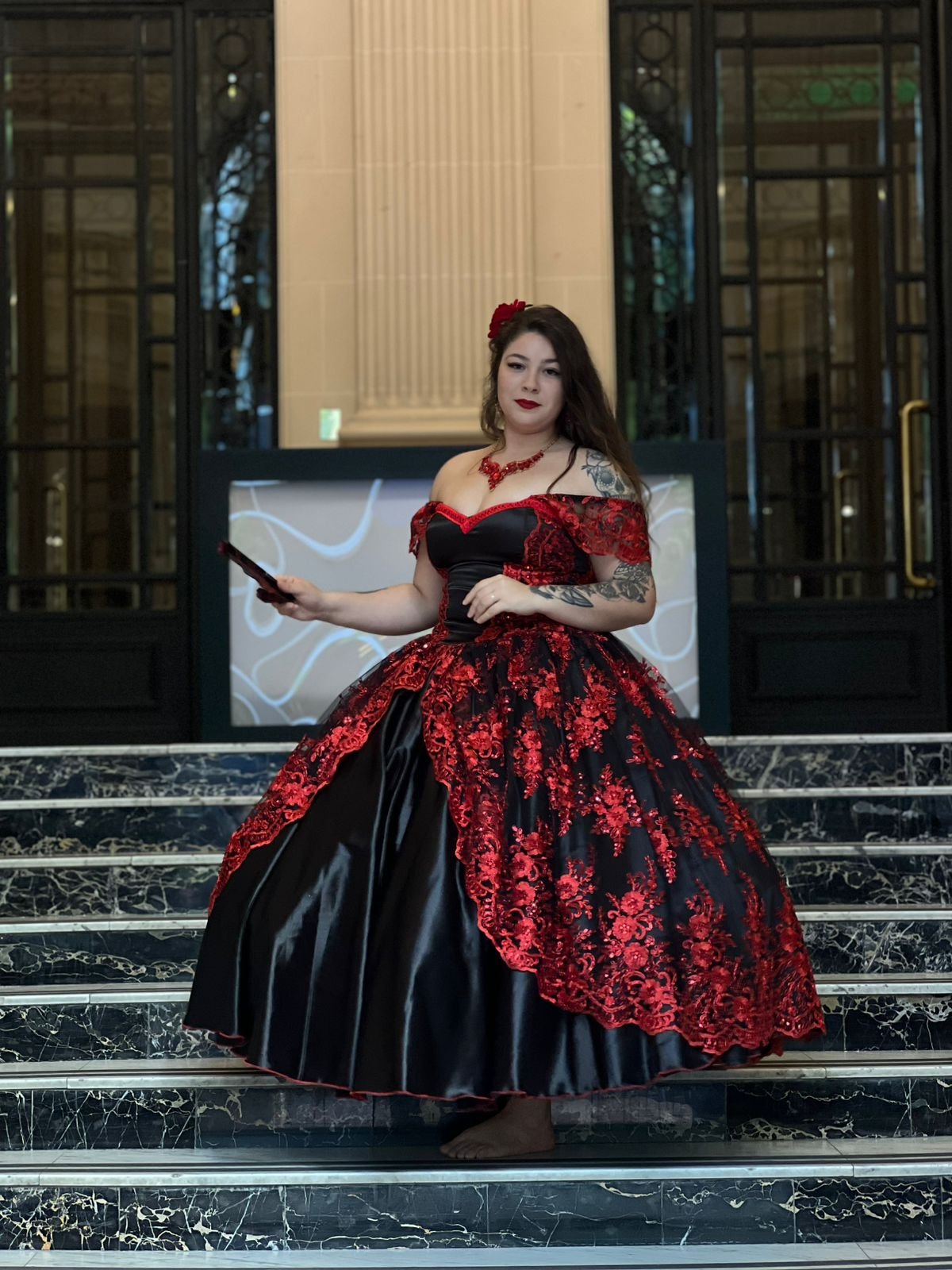 Vestido Encantos Preto/Verm 211