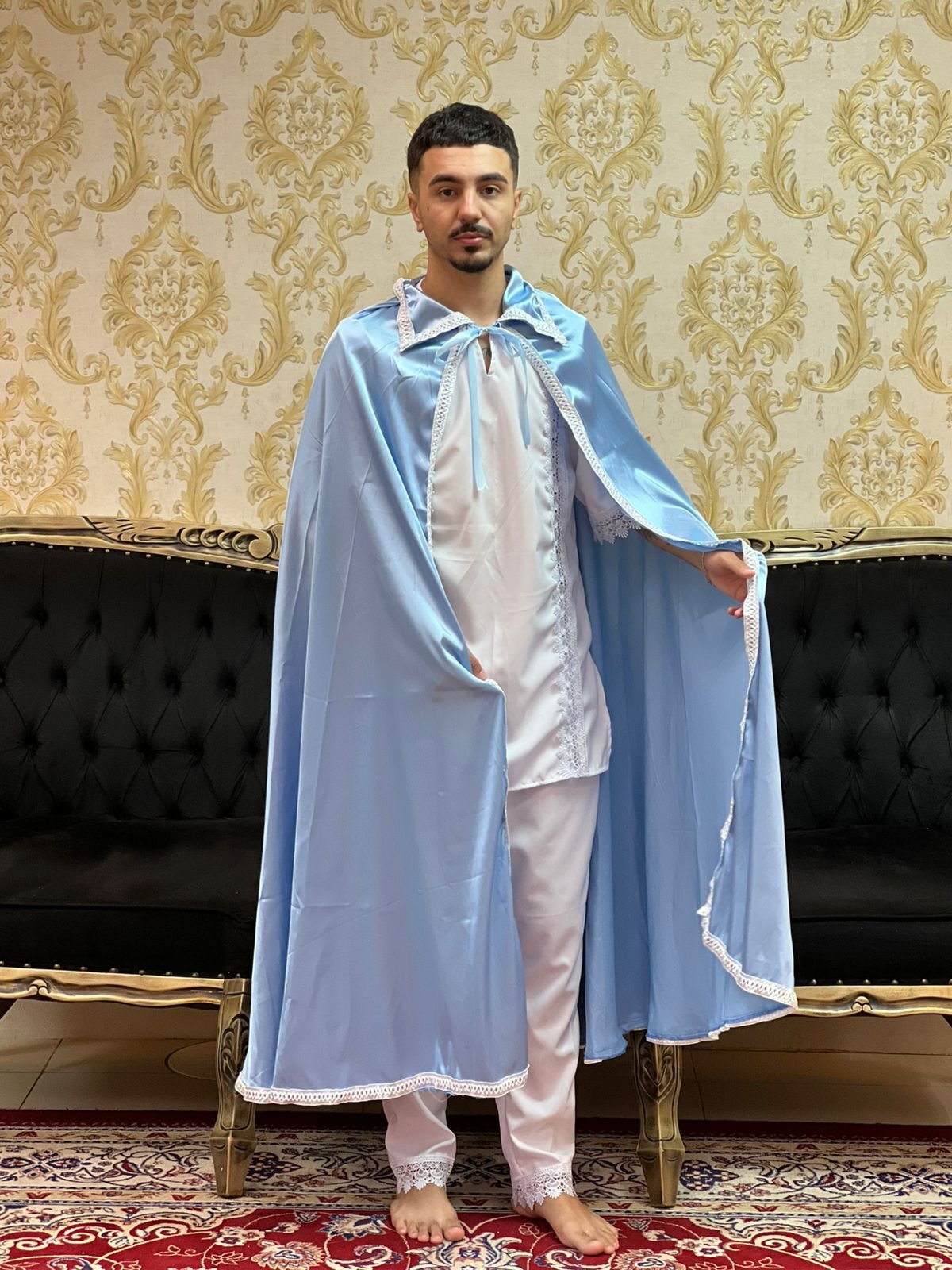 Capa Gola Cetim Azul/Bco 420