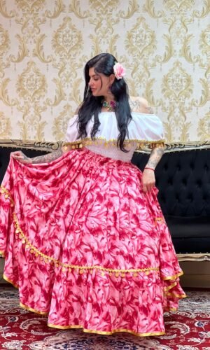 Saia Flores Rosa 8707