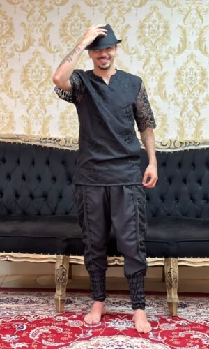 Kafta Bordada Slim Preto 225