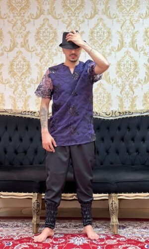 Kafta Bordada Slim Roxo/Pto 522