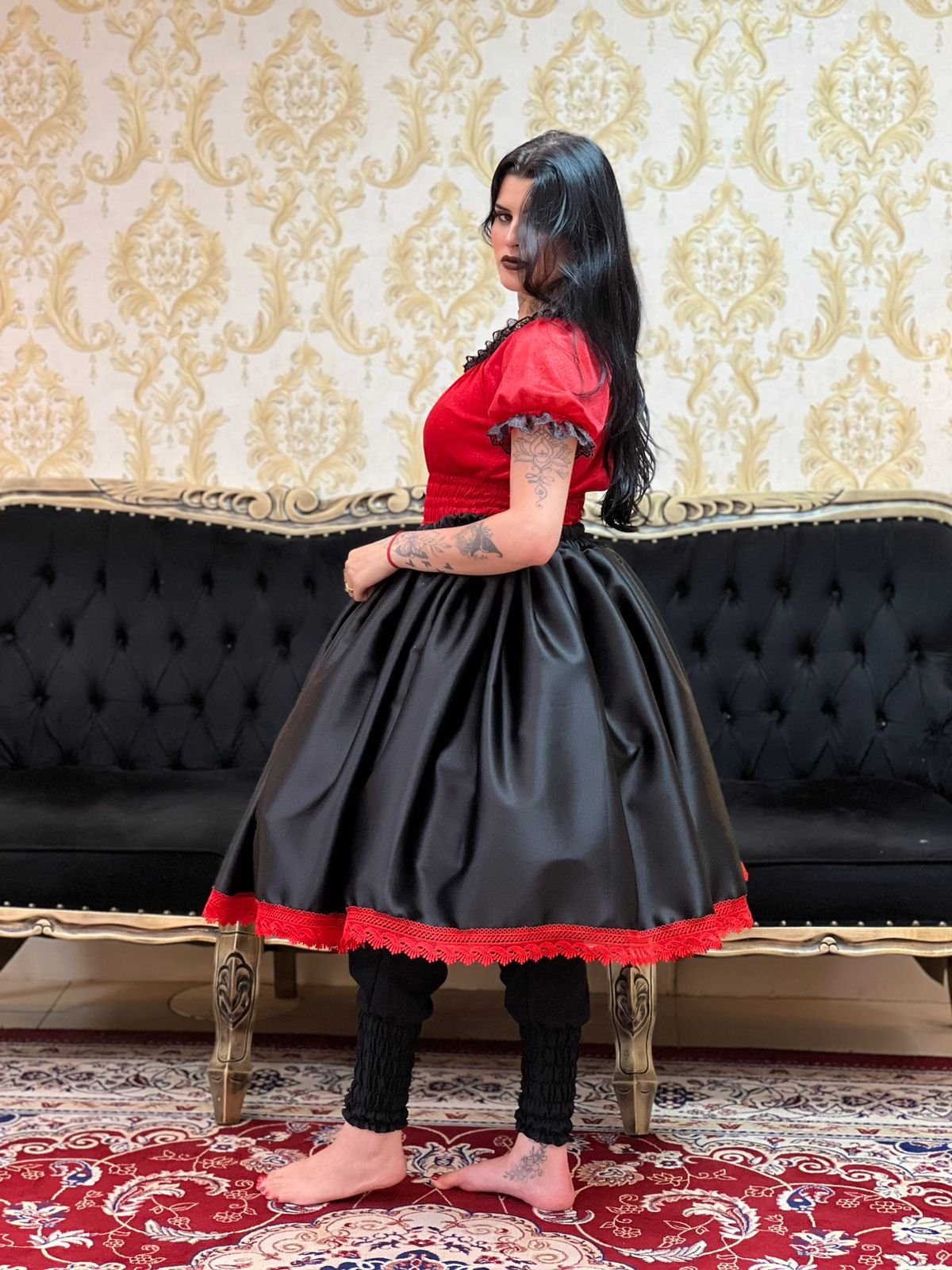 Saia Prada Preto/Verm 2164