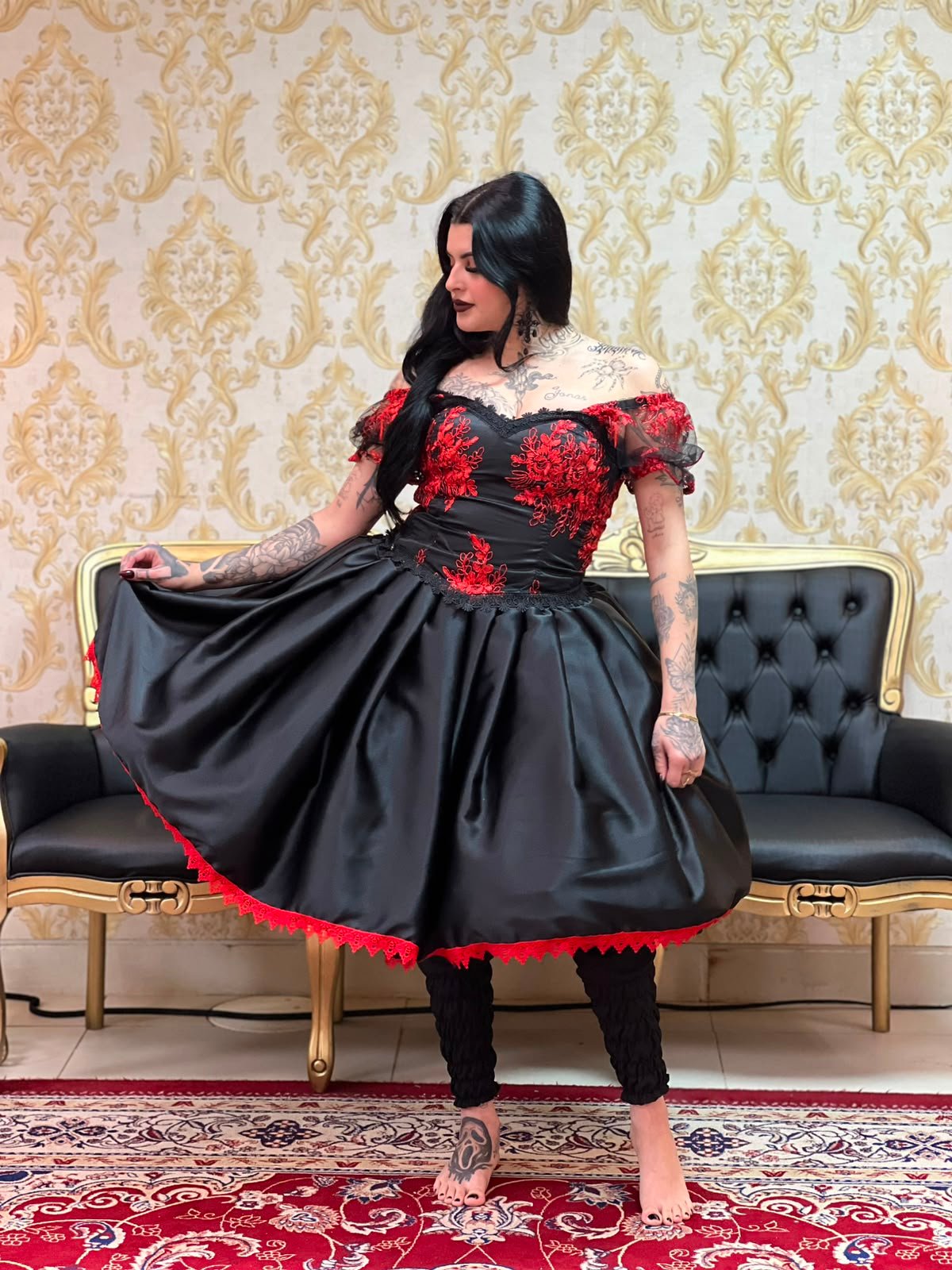 Saia Prada Preto/Verm 2164