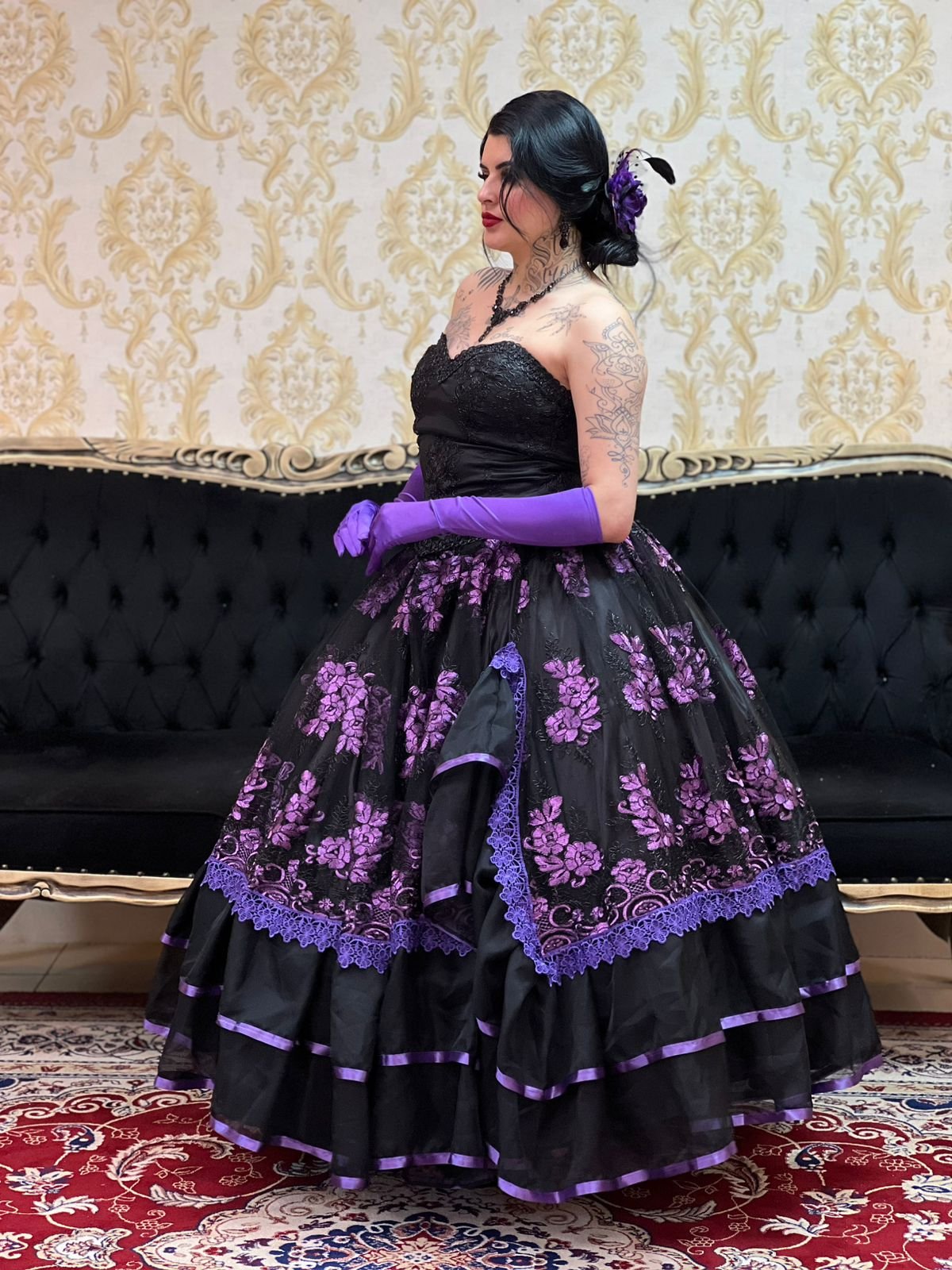 Saia Cabaré Preto/Roxo 2513