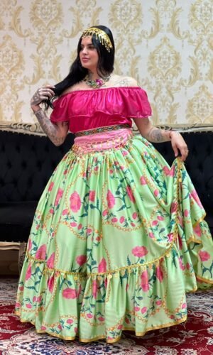 Saia Flores Verde 8606