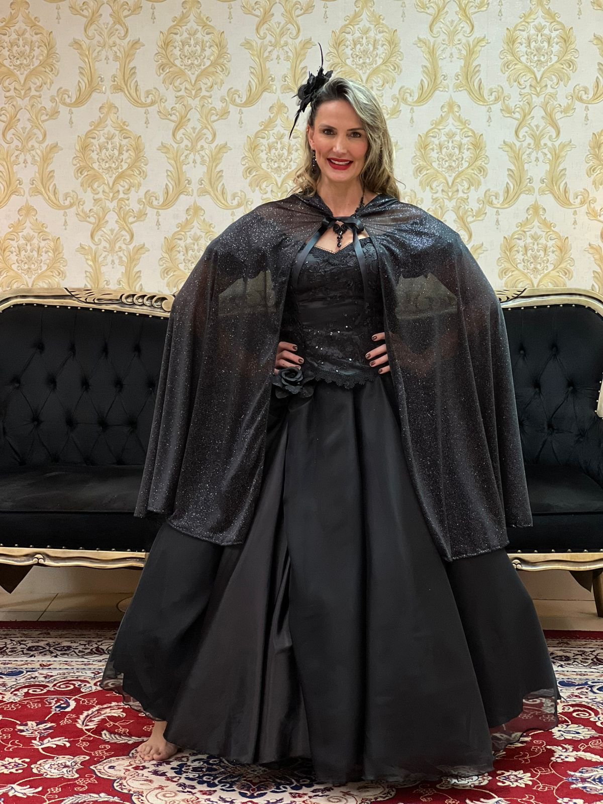 Capa Malha Gliter Preta 040