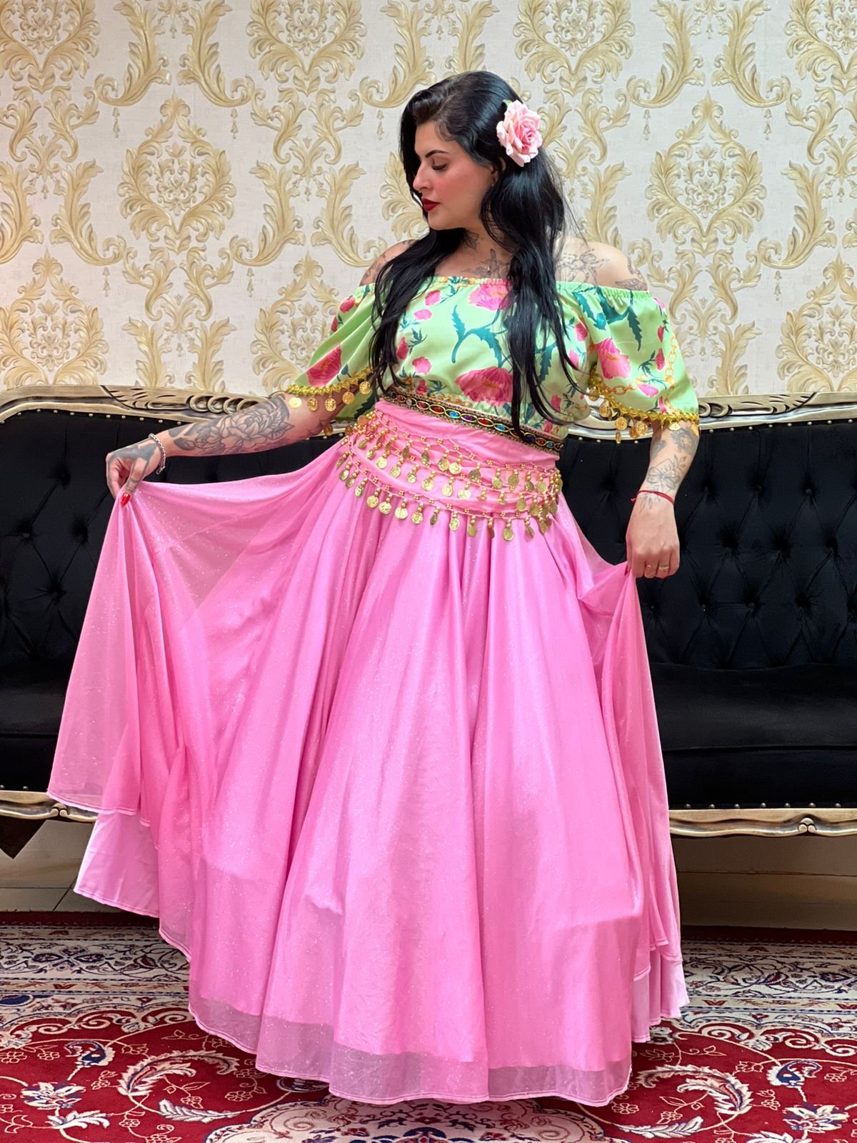 Blusa Flores Verde 612