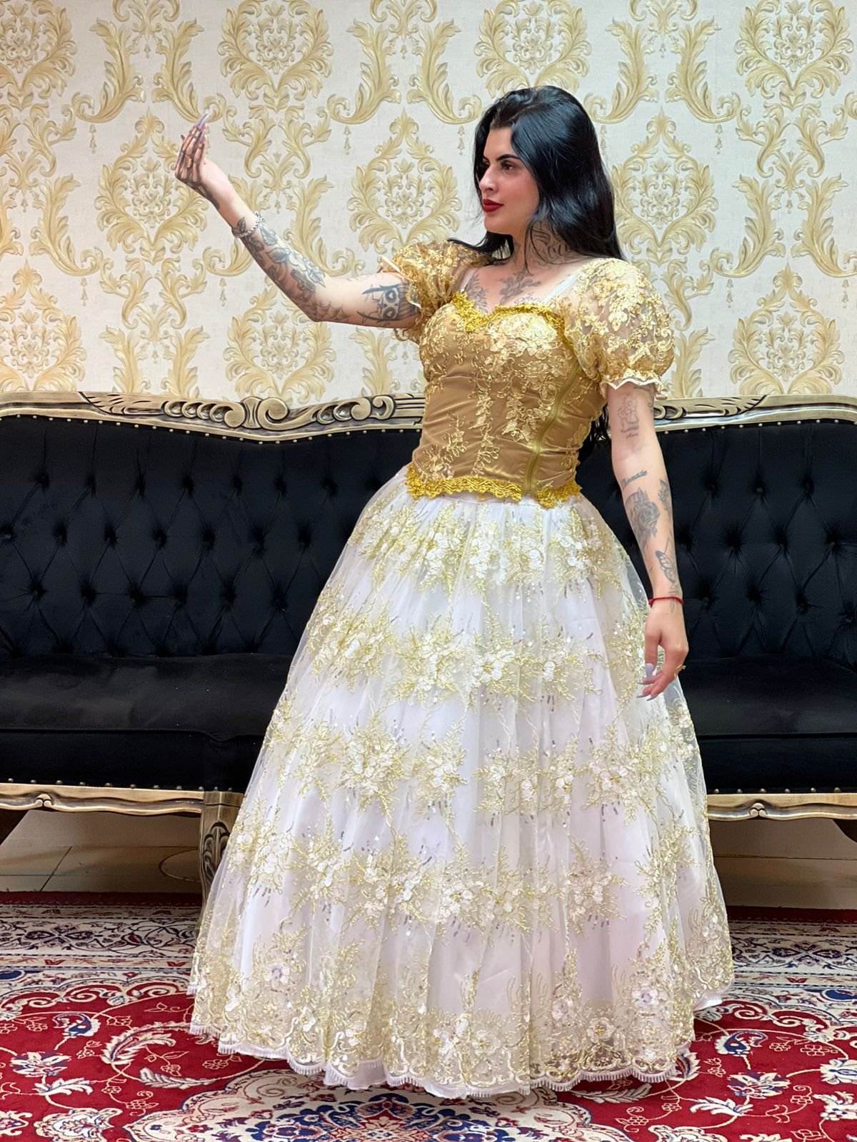 Corpete Bordado Paetê Dourado 351