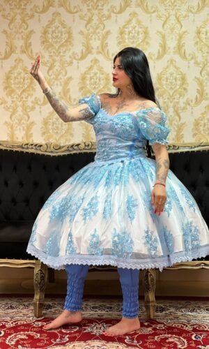 Corpete Bordado Paetê Azul 431