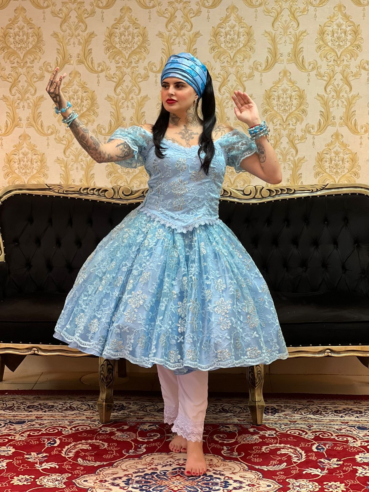 Corpete Bordado Paetê Azul 431